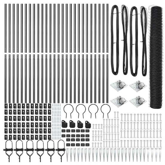Clôture avec poteaux gris 1.4 x 50 m acier recouvert de pvc