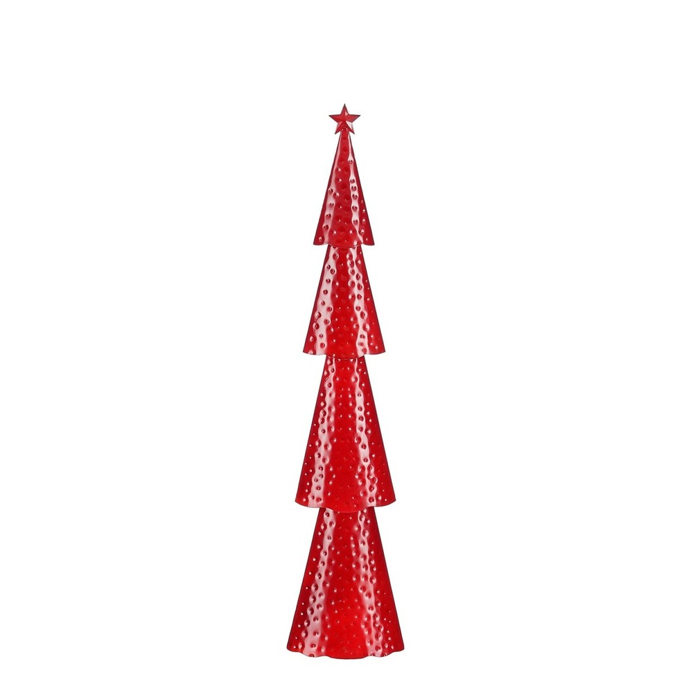 Mica decorations décoration de sapin de noël - l15 x l8 x h68 cm - fer - rouge