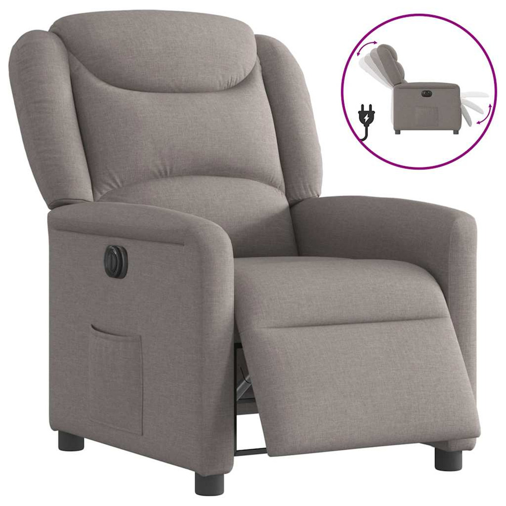 Fauteuil inclinable électrique taupe tissu