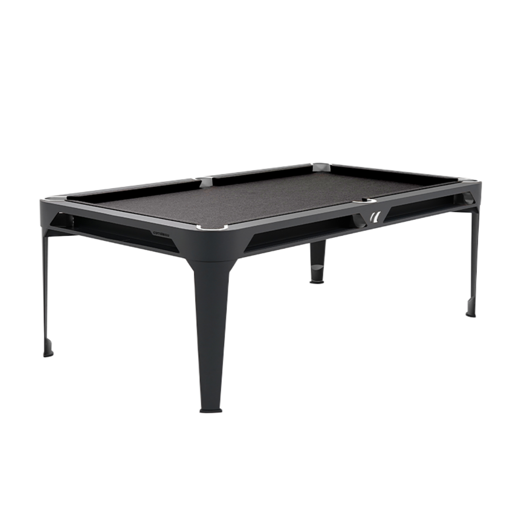 Billard d'extérieur convertible hyphen outdoor noir / tapis gris foncé / réceptacles : blanc polaire