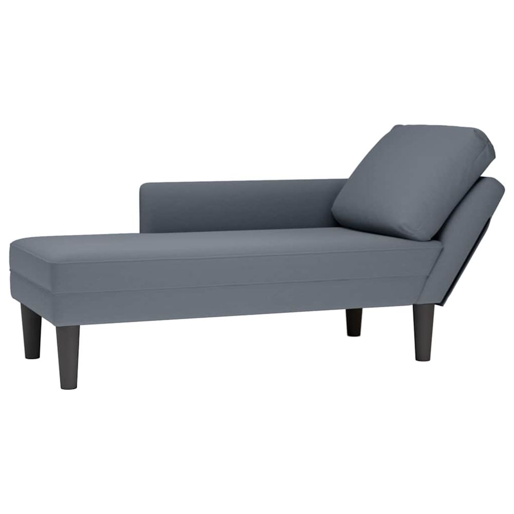 Fauteuil long et coussin et accoudoir droit gris foncé velours