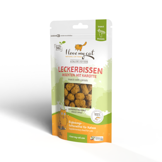 Friandises lyophilisées pour chats aux insectes et carottes - 25g