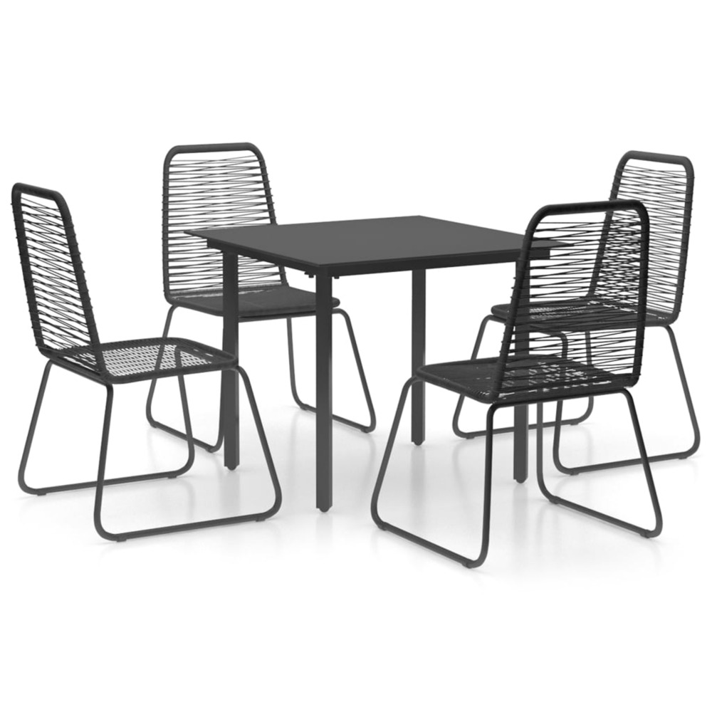 Ensemble à manger de jardin 5 pcs pvc résine tressée noir