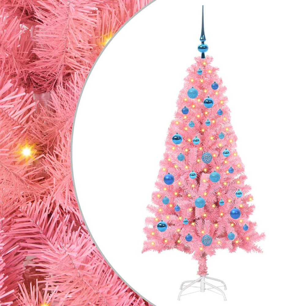 Sapin de noël avec 150 led avec support rose 150 cm pvc