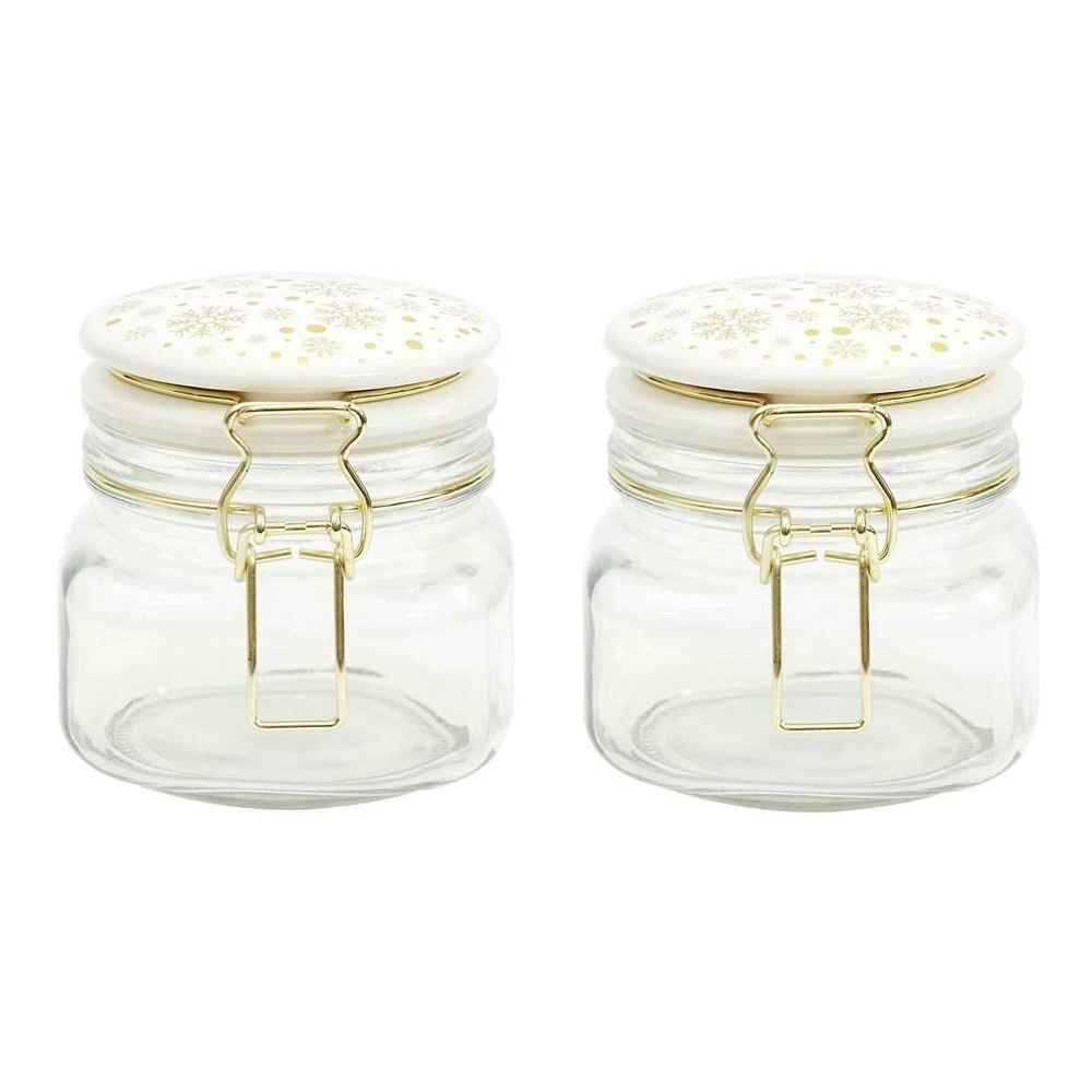 Set de 2 bocaux en verre couvercle céramique