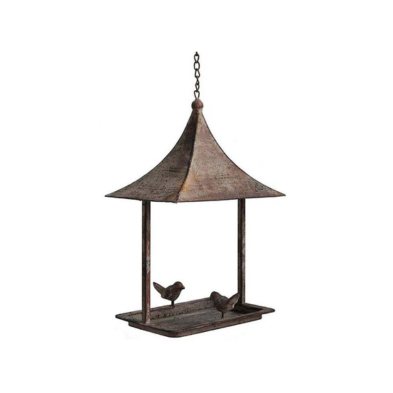 Mangeoire à oiseau rectangulaire en fer patiné