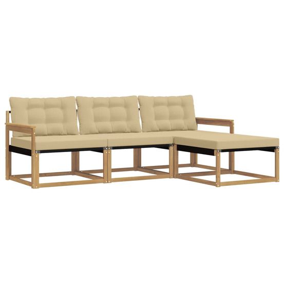Ensemble de canapés d'extérieur 4 pc blanc et beige