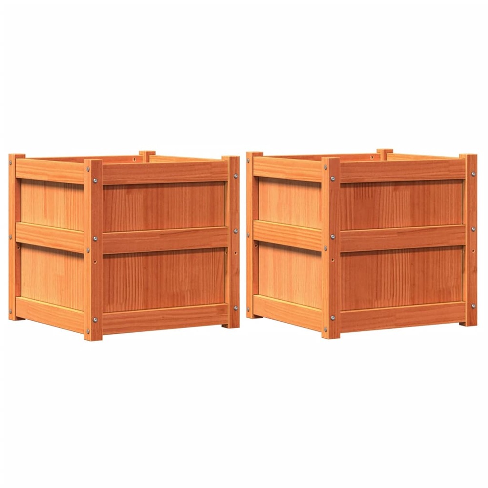 Jardinières 2 pcs cire marron bois de pin massif