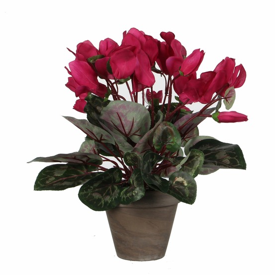 Mica decorations - cyclamen plante artificielle rose foncé en pot h30