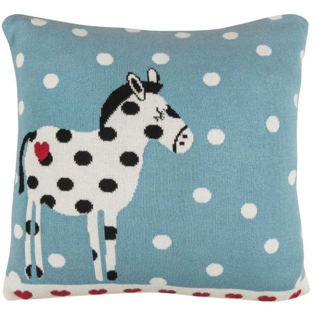 Housse de coussin en coton bio 35 x 35 cheval à pois