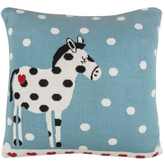 Housse de coussin en coton bio 35 x 35 cheval à pois