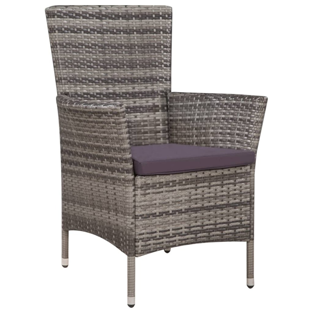 Mobilier de bistro 3 pcs résine tressée gris