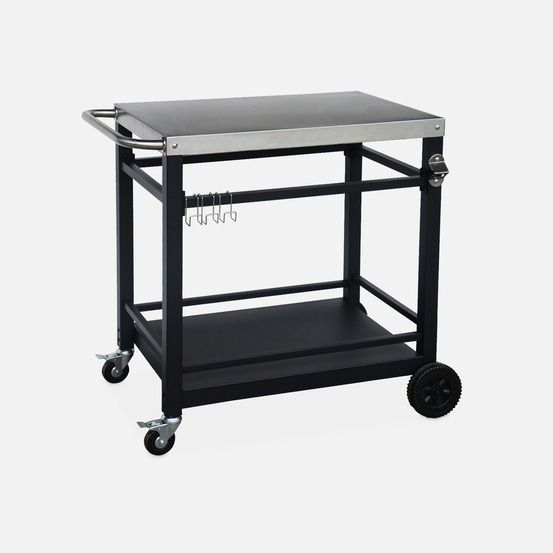 Desserte de barbecue en acier 88 cm avec roues et poignée l 88 x l 58 x h 82,8cm