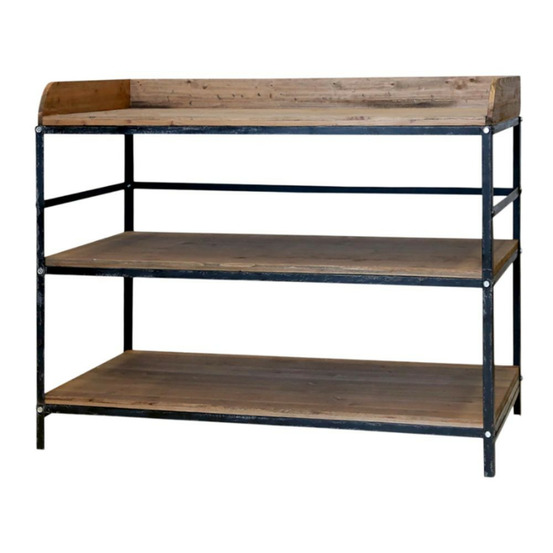 Table de service en bois marron et fer noir antique 120.5 x 61 x 99 cm