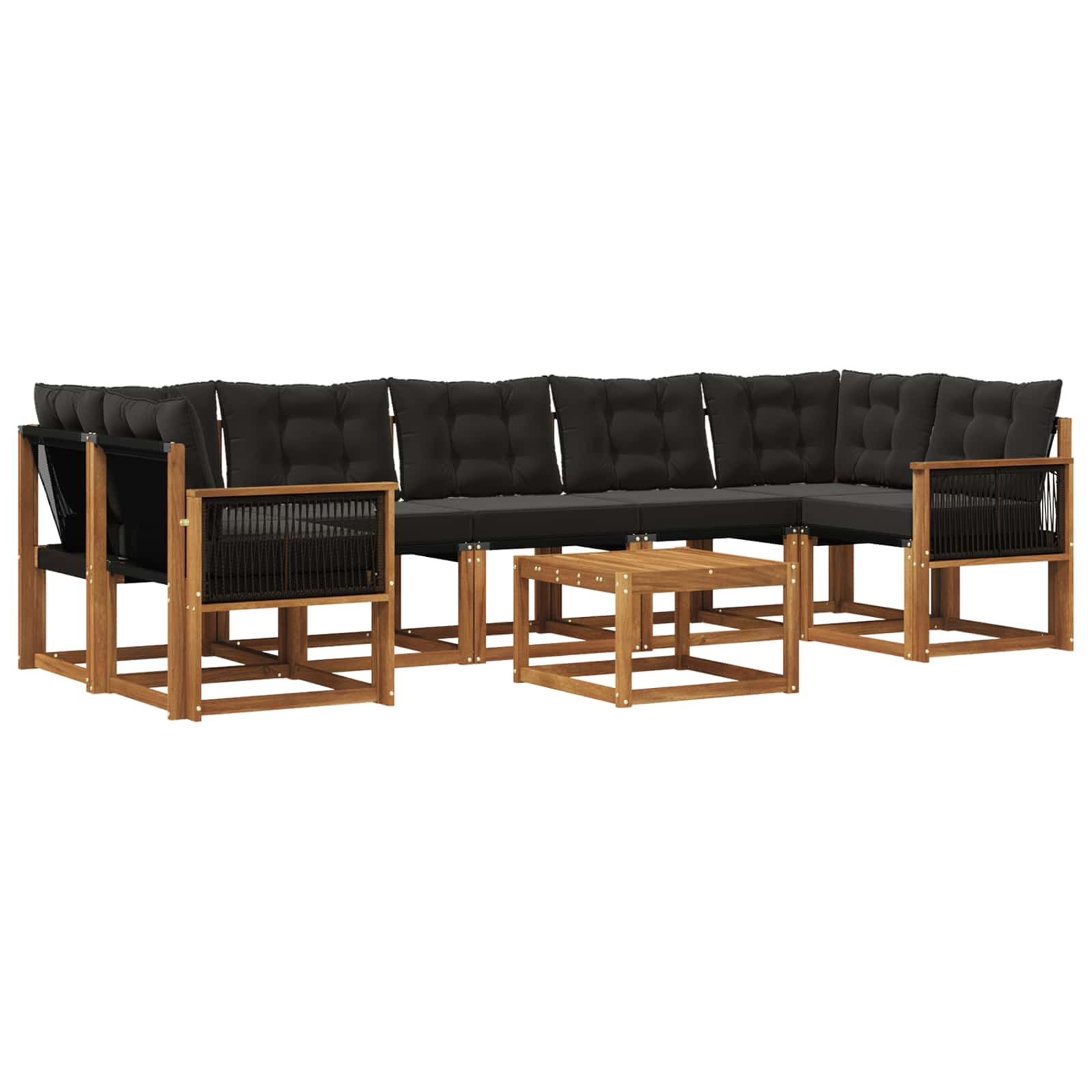 Ensemble de canapés d'extérieur 8 pcs naturel et noir