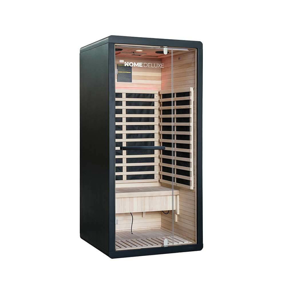 Cabine infrarouge home deluxe nero s – noir, pruche (90 x 90 x 190 cm) | design luxueux et montage facile