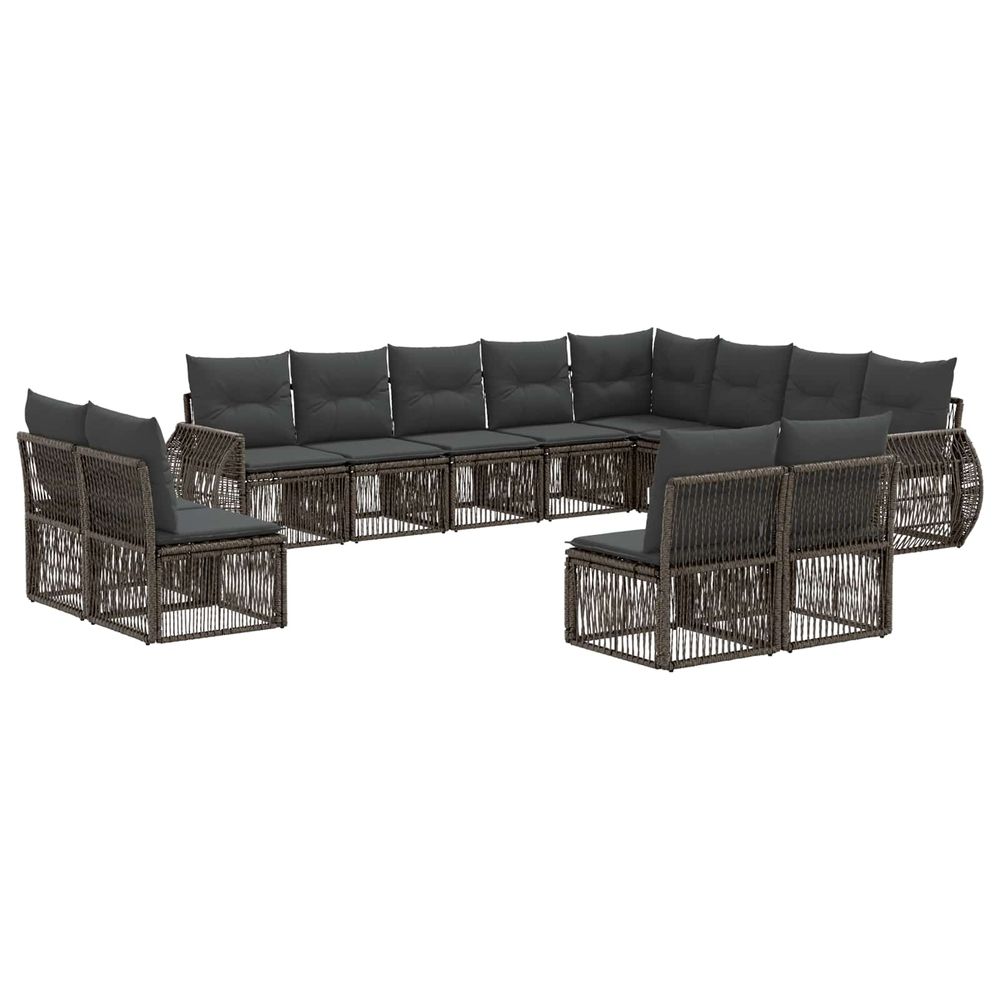 Ensemble de canapé de jardin 12 pc gris et gris foncé polyrotin