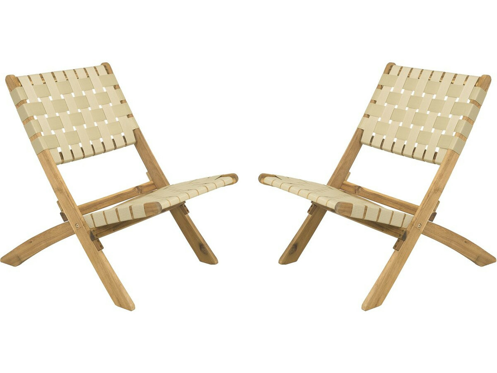 Lot de 2 chaises de jardin en bois 