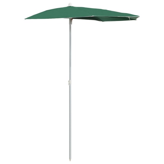 Demi-parasol de jardin avec mât 180x90 cm vert