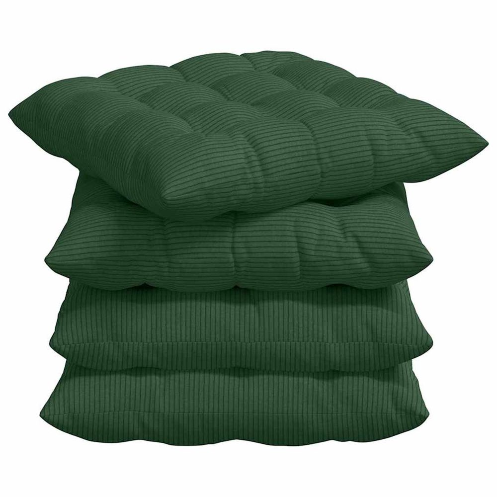 Coussins de siège 4 pc tissu en velours côtelé vert foncé