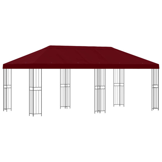 Gazebo avec murs latéraux 6 x 3 m bordeaux polyester et acier