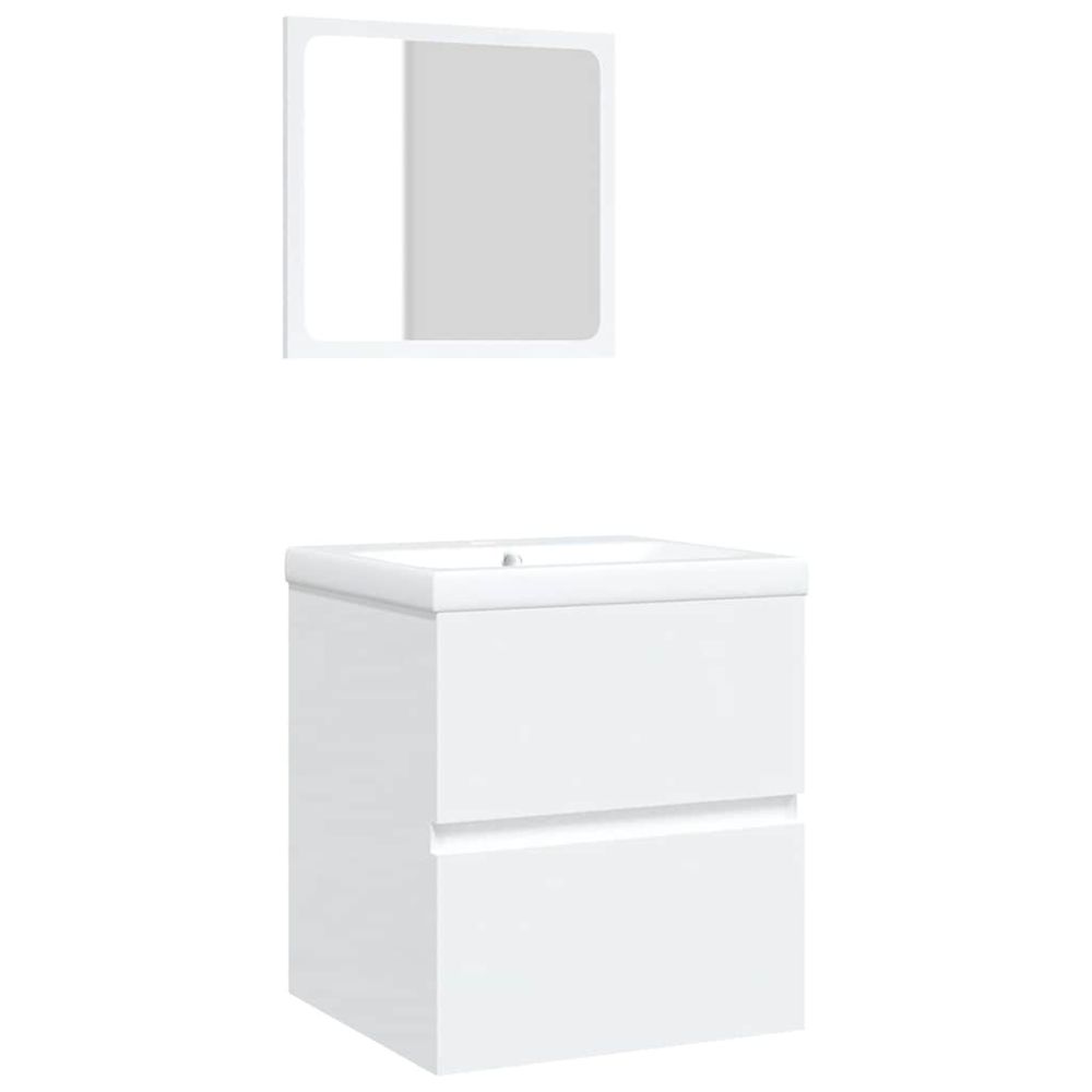 Armoire lavabo de salle de bain avec bassin et miroir blanc