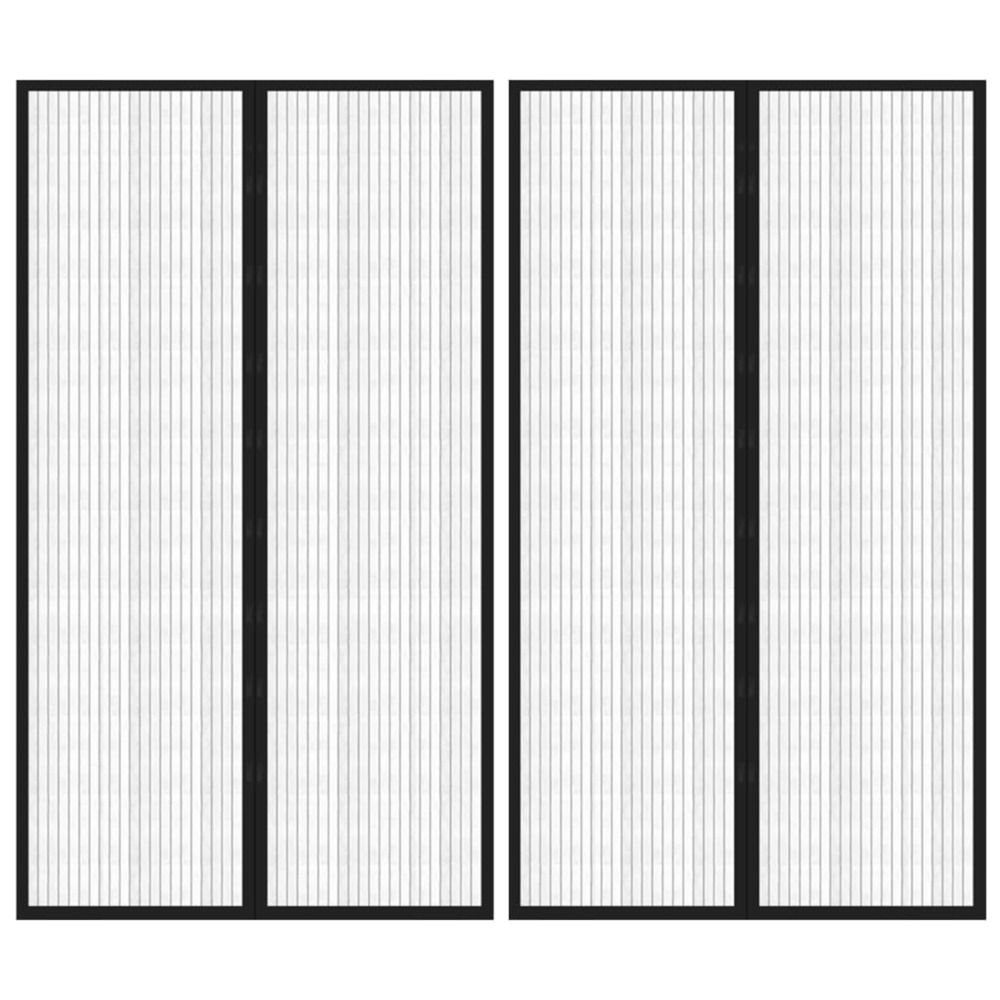 Rideaux de porte anti-insectes 2 pcs avec aimants noir 200x80cm