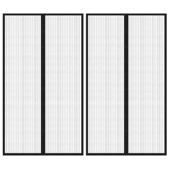 Rideaux de porte anti-insectes 2 pcs avec aimants noir 200x80cm