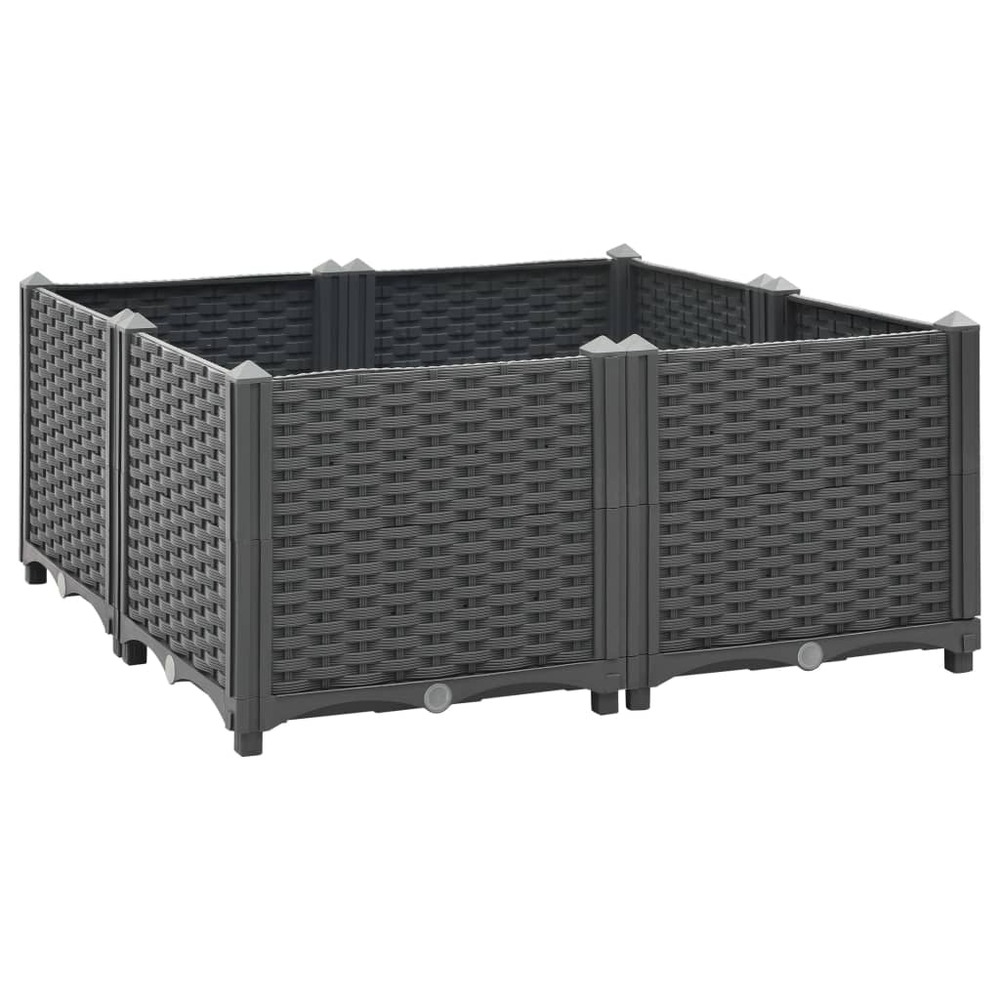 Jardinière lit surélevé plantes fleurs jardin 80 x 80 x 38 cm polypropylène gris foncé