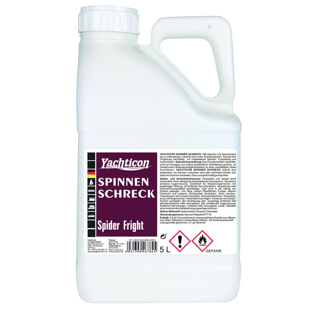 Spider fright bidon 5 l - spray répulsif anti-araignées prêt à l'emploi, intérieur et extérieur, efficace jusqu'à 3 mois