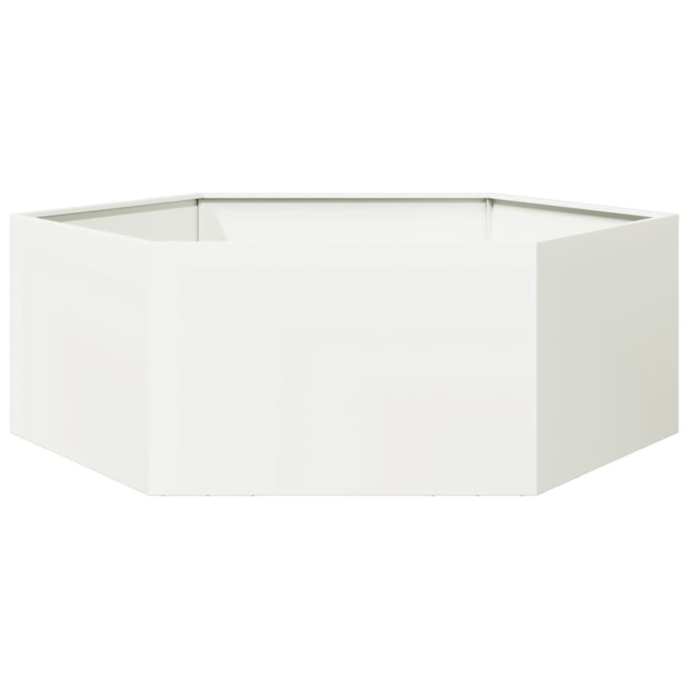 Jardinière d'extérieur blanc hexagone 138x120x45 cm acier