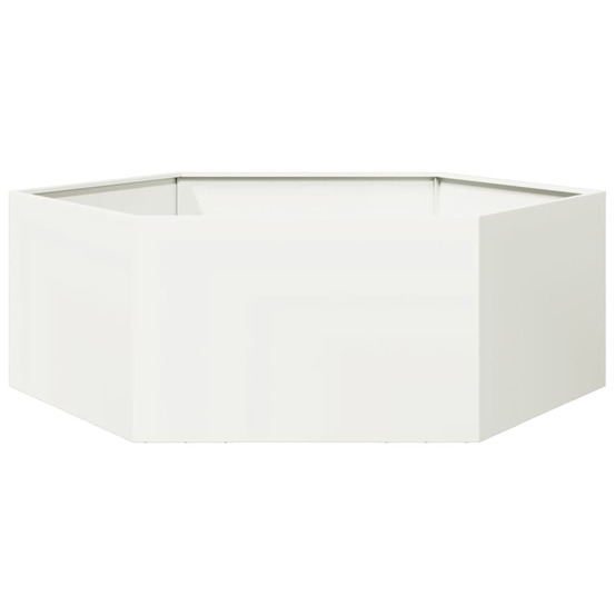 Jardinière d'extérieur blanc hexagone 138x120x45 cm acier