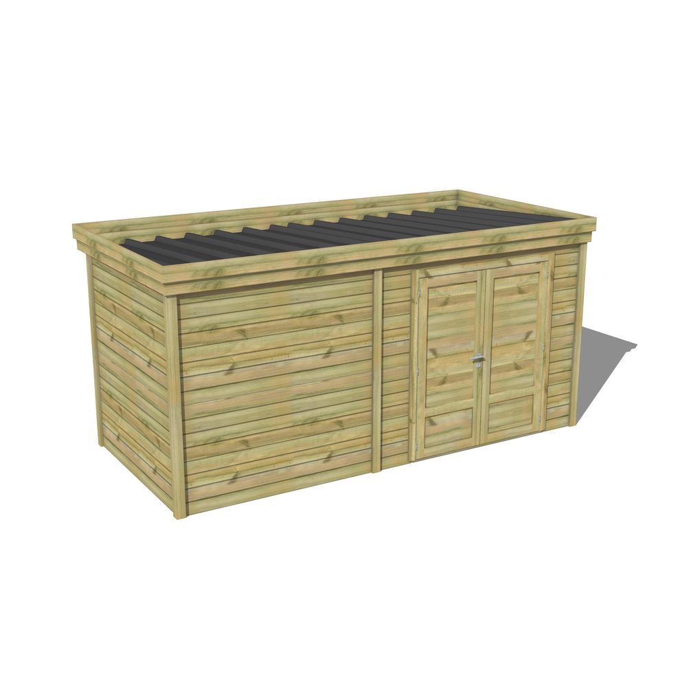 Abri de jardin bois pin traité autoclave 27mm - 4,195x2,14m / 9m2 - bac acier - abri français