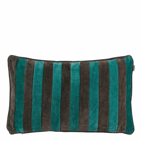 In the mood collection clair coussin - l55 x l35 x h10 cm - velours de coton - vert, gris