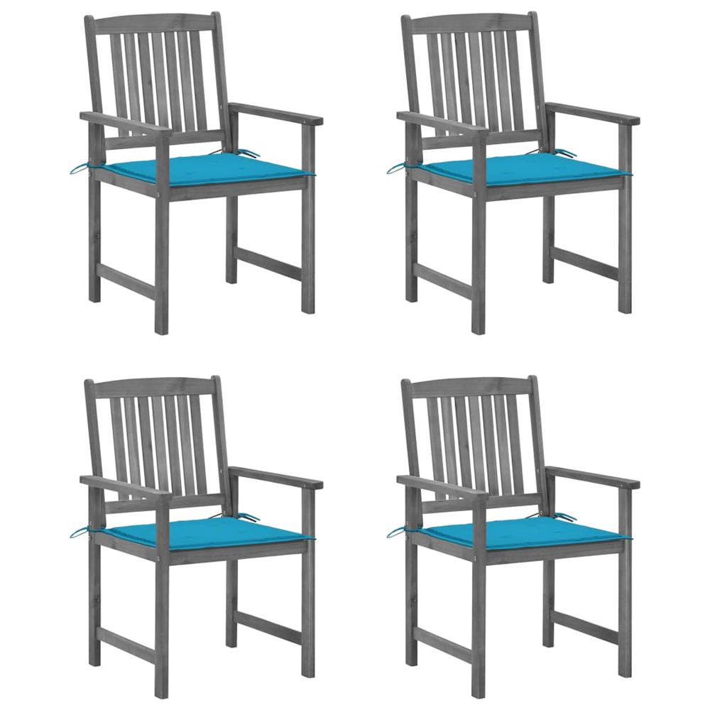 Chaises de jardin et coussins lot de 4 gris bois acacia massif