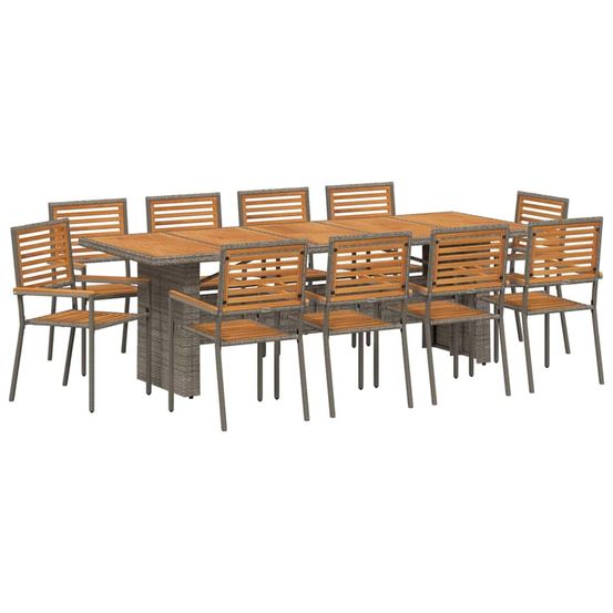 Ensemble de salle à manger pour jardin 11 pc gris et marron