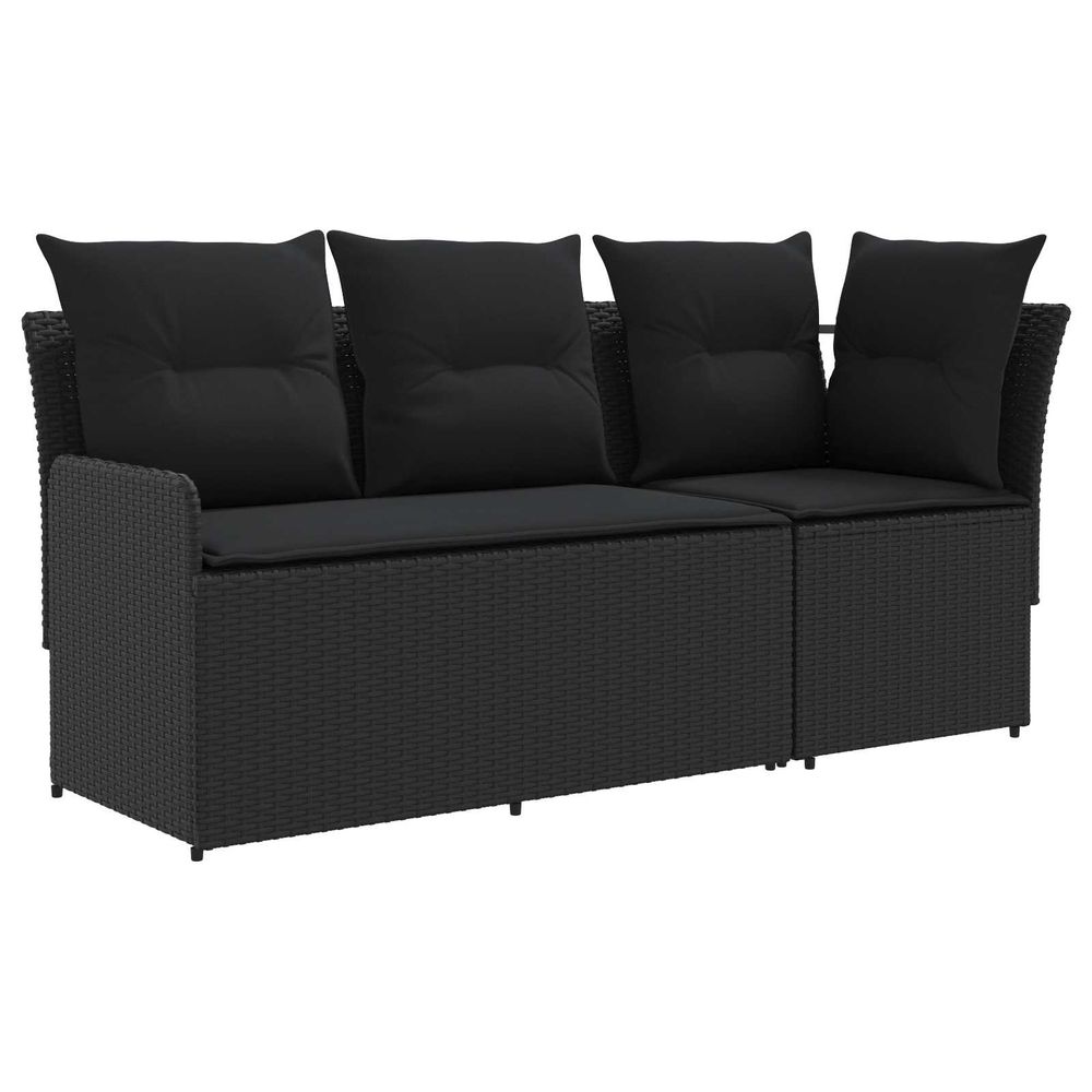 2 pc sofa de jardin avec accoudoirs et sofa d'angle rotin pe