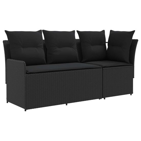 2 pc sofa de jardin avec accoudoirs et sofa d'angle rotin pe