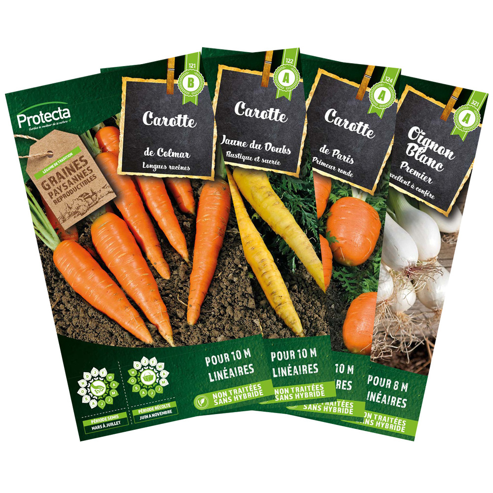 Pack - carotte colmar, carotte ronde, carotte jaune doubs, oignon blanc