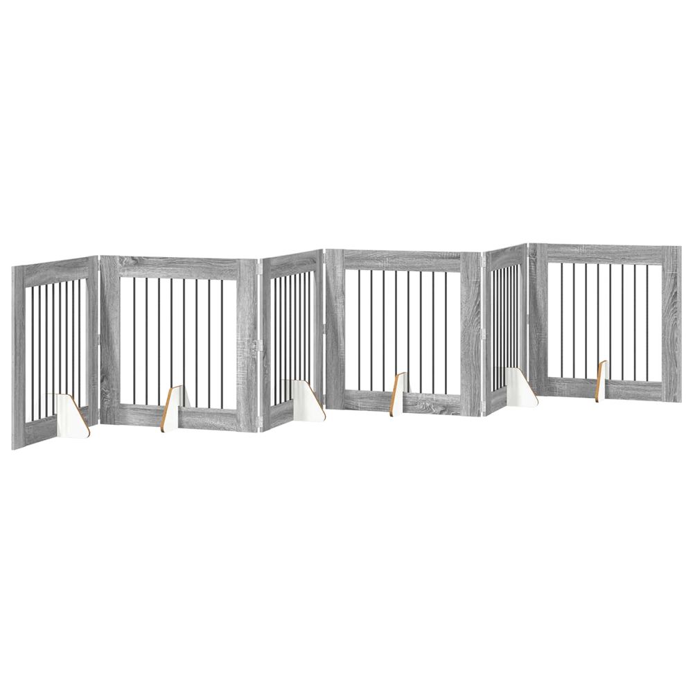 Porte de chien pliable avec supports 6 pc sonoma gris 482 cm