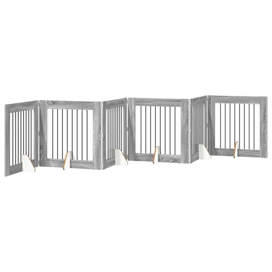 Porte de chien pliable avec supports 6 pc sonoma gris 482 cm