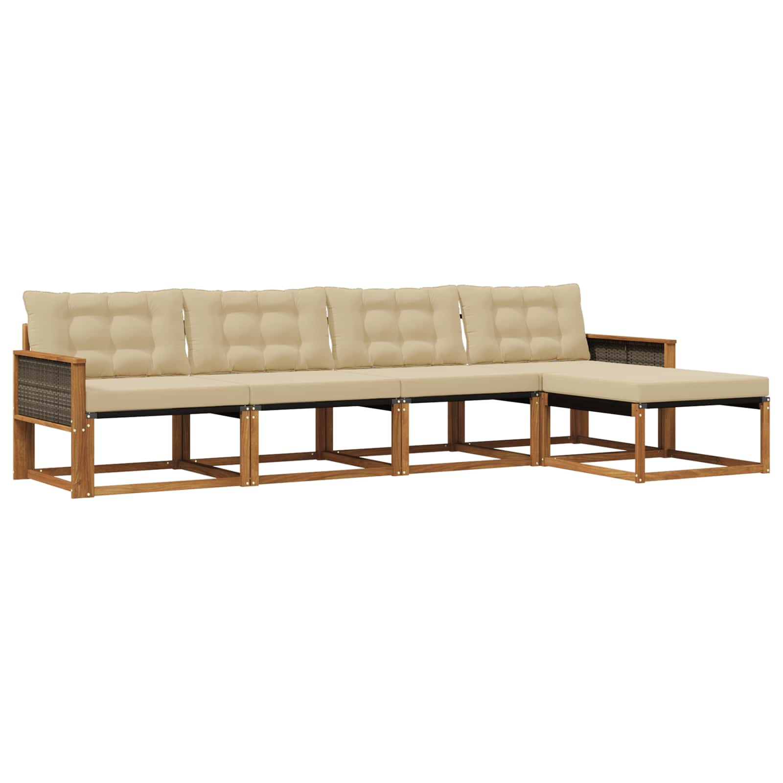 Ensemble de canapés d'extérieur 5 pcs naturel et beige