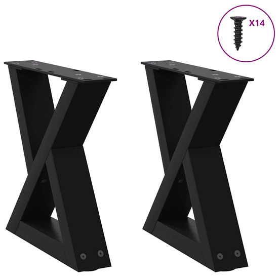 Pieds de table basse 2 pièces noir 30 x (30-31,3) cm acier