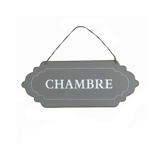 Plaque de porte décorative vintage chambre fer gris 25x11cm