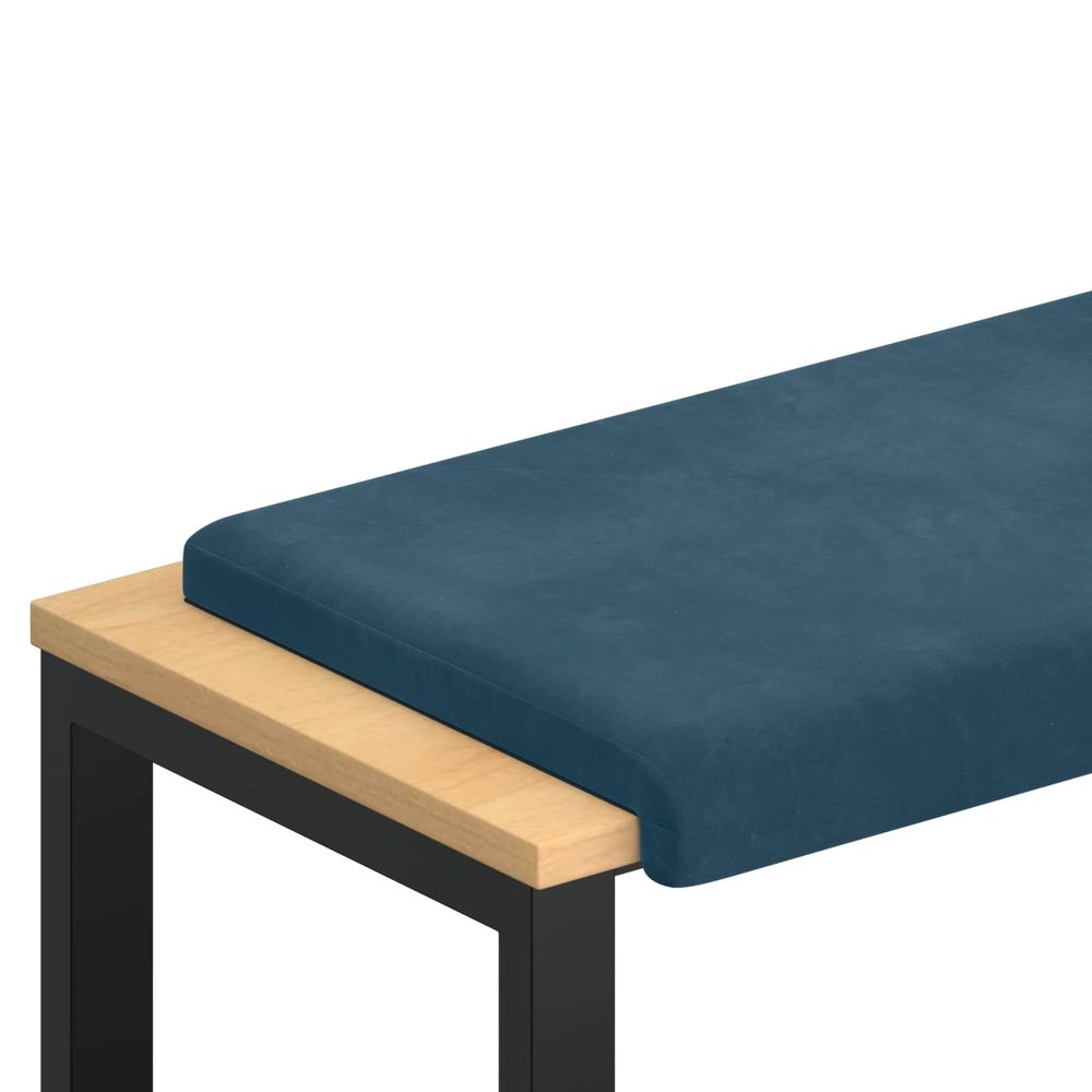 Coussin de banc velours bleu profondeur 35 cm