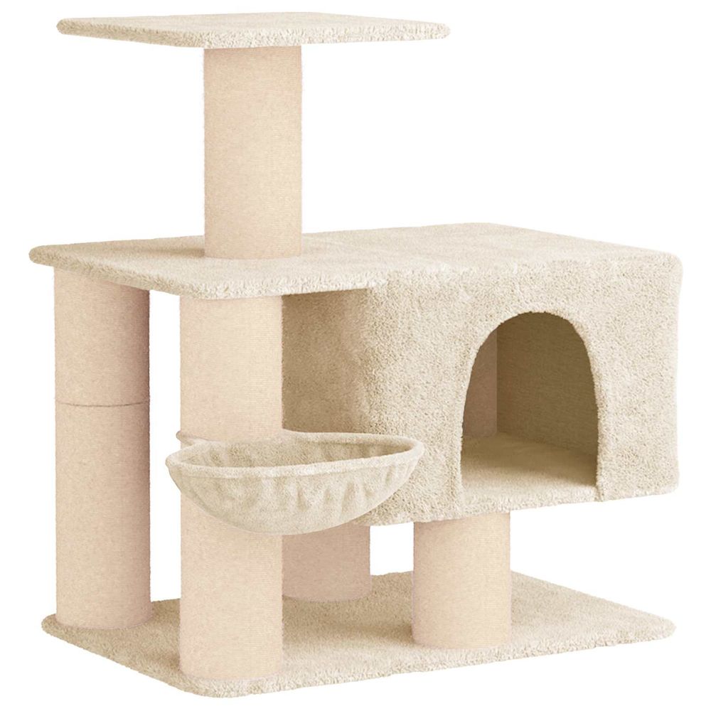 Arbre à chat avec poteaux à griffer en sisal crème 96 cm