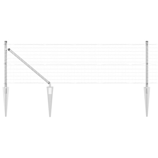 Clôture avec poteaux argent 0.4 x 25 m acier