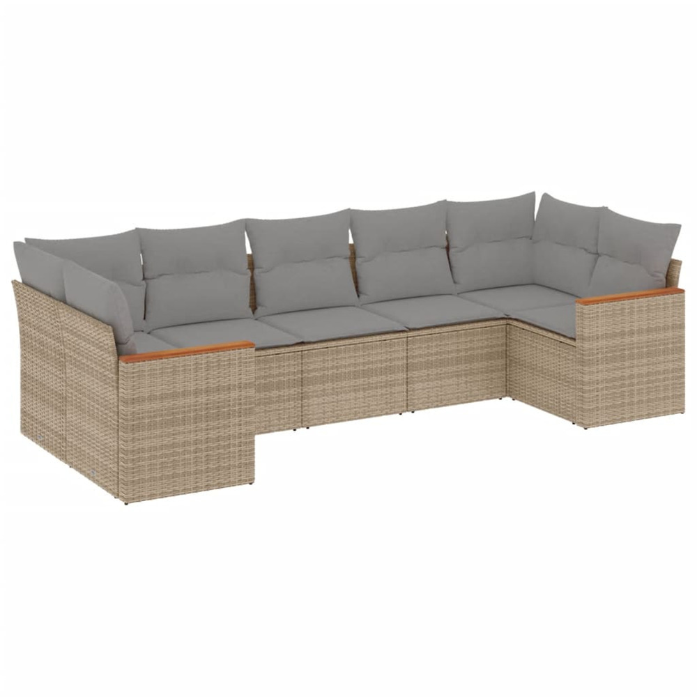 Salon de jardin avec coussins 7pcs mélange beige résine tressée