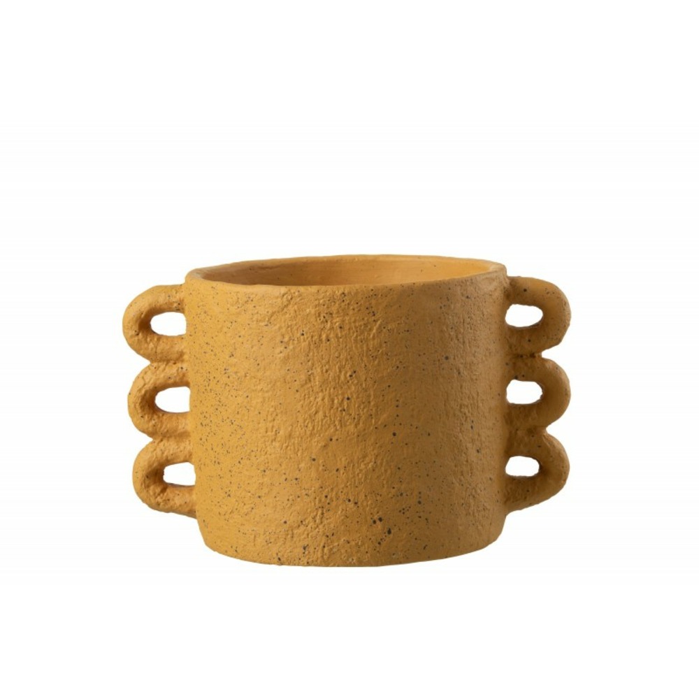 Cache-pot en ciment ocre 32.5x23x20 cm