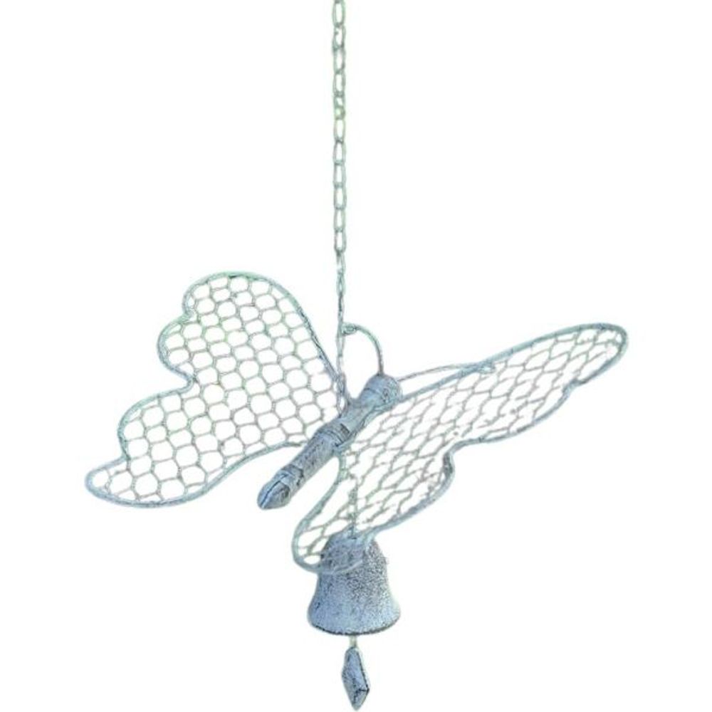 Cloche de jardin papillon blanc patiné